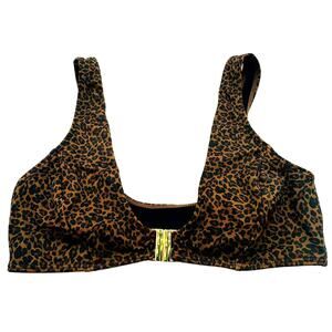 KENDALL & KYLIE | Women's XS Leopard Print‎ Gold Clasp Sasha Bikini Top PACSUN